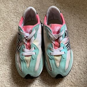 Toddler size 7 New Balance teal, pink, zebra